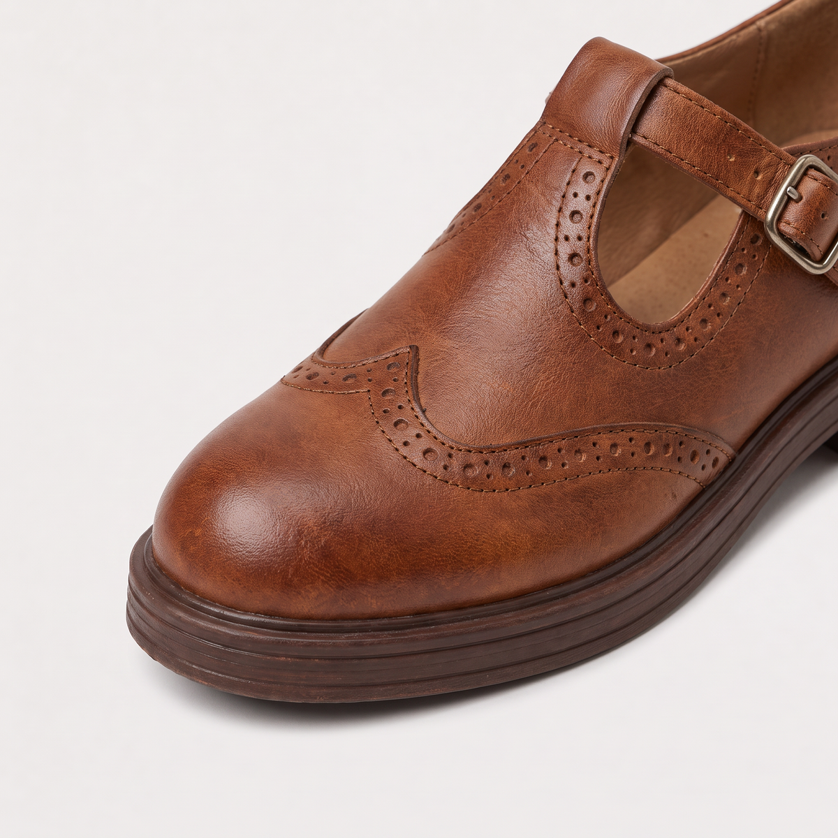 T-Bar Brogue Mary Jane Shoes