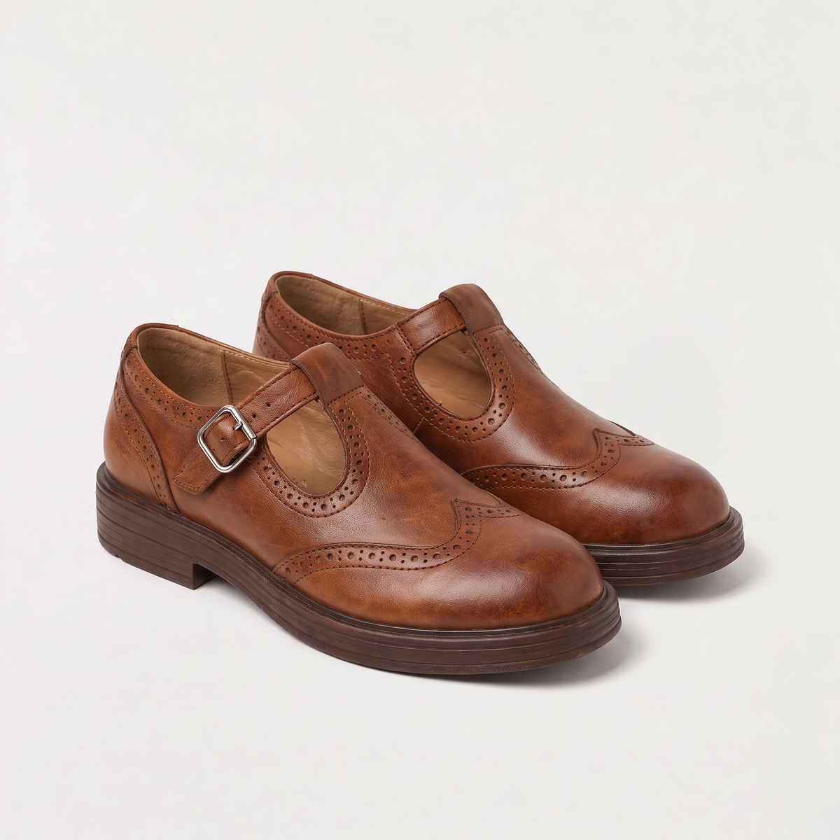 T-Bar Brogue Mary Jane Shoes