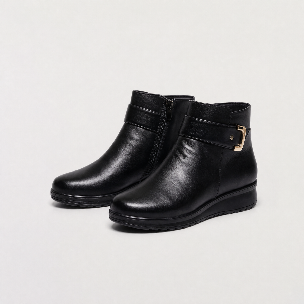 Leather Wide-Fit Pull-On Ankle Boots