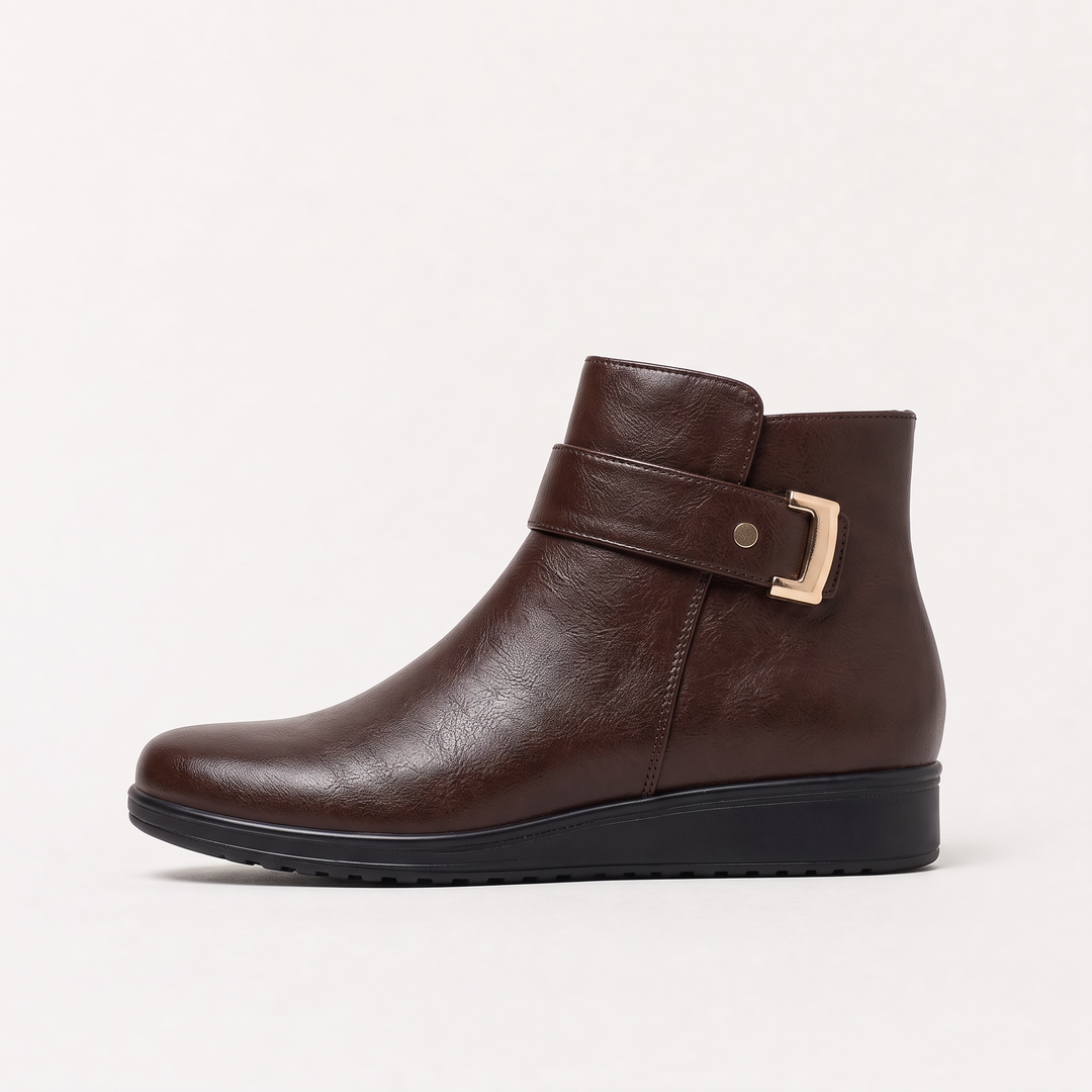 Leather Wide-Fit Pull-On Ankle Boots