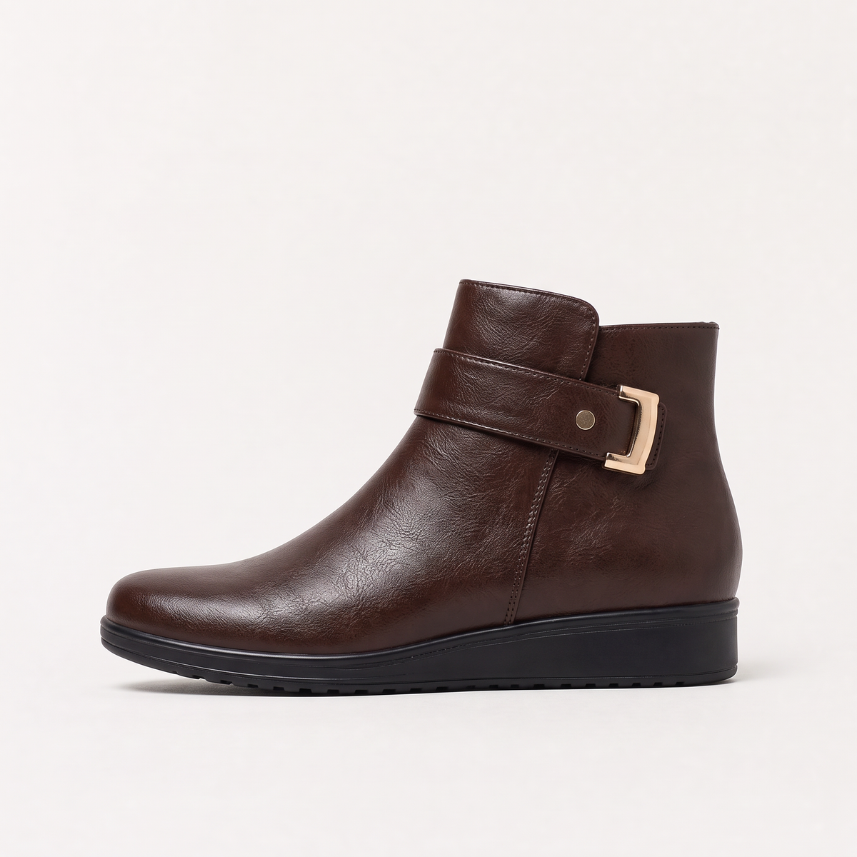 Leather Wide-Fit Pull-On Ankle Boots