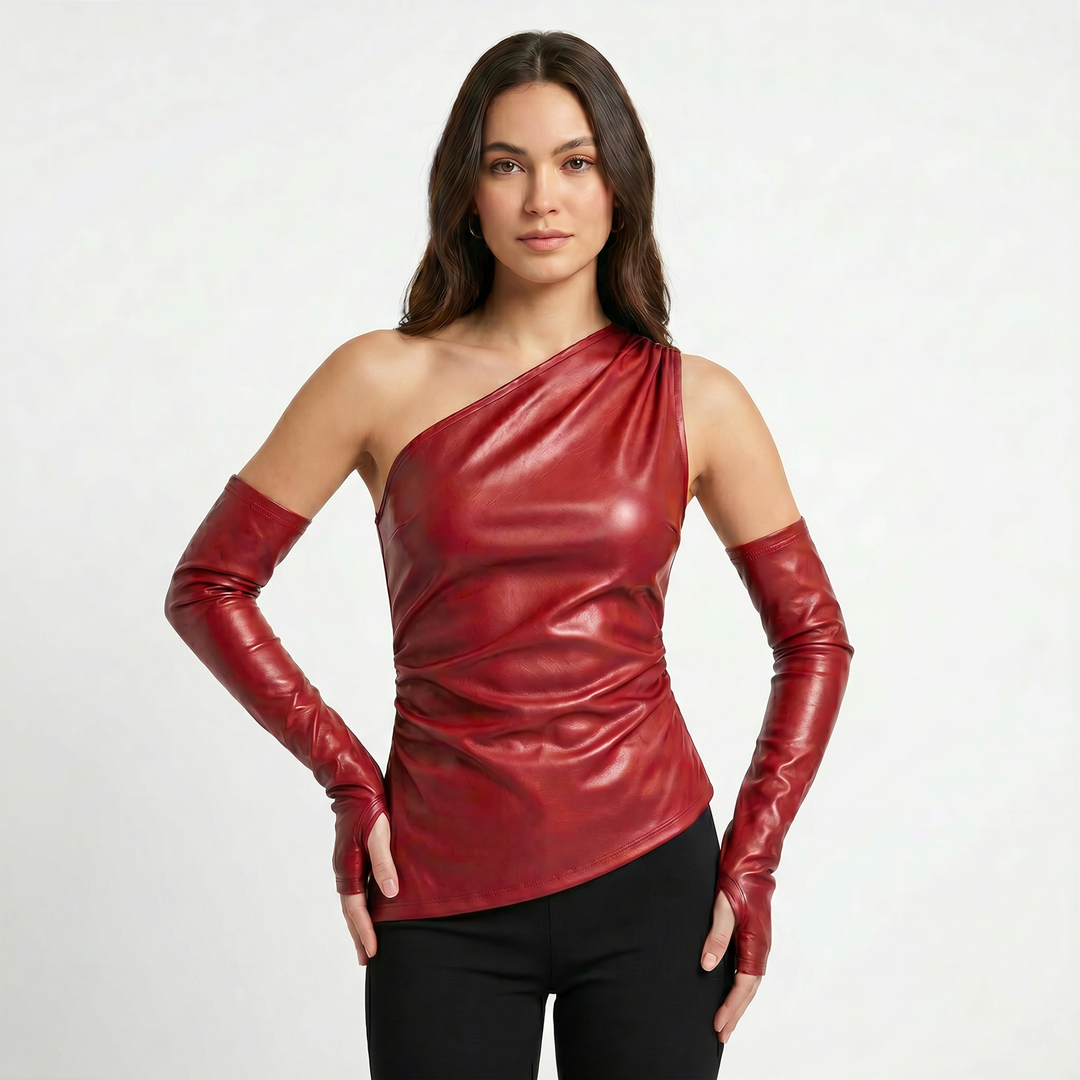Asymmetric One-Shoulder Ruched Top