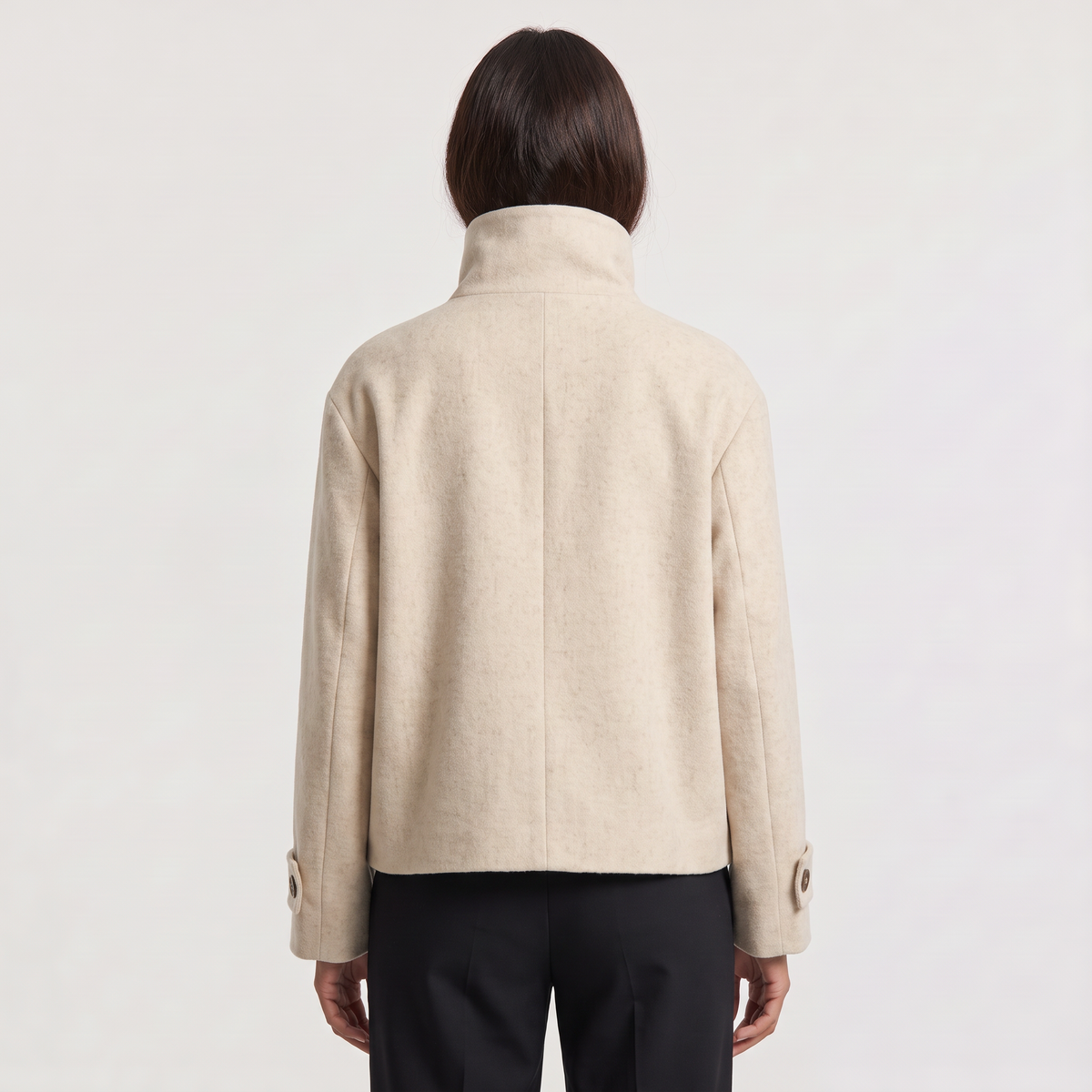 Funnel Neck Button-Front Jacket