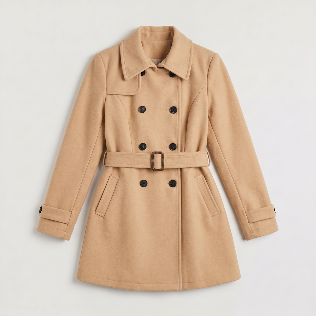 Double-Breasted Belted Trench Coat