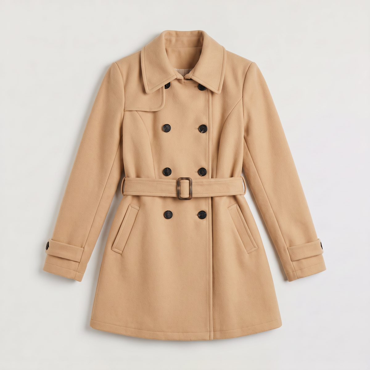 Double-Breasted Belted Trench Coat