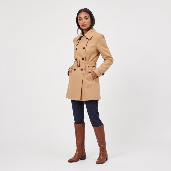Double-Breasted Belted Trench Coat