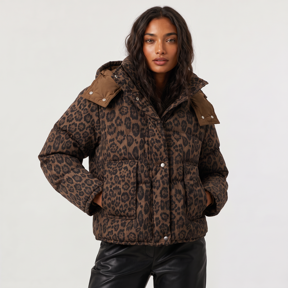 Leopard Print Puffer Jacket