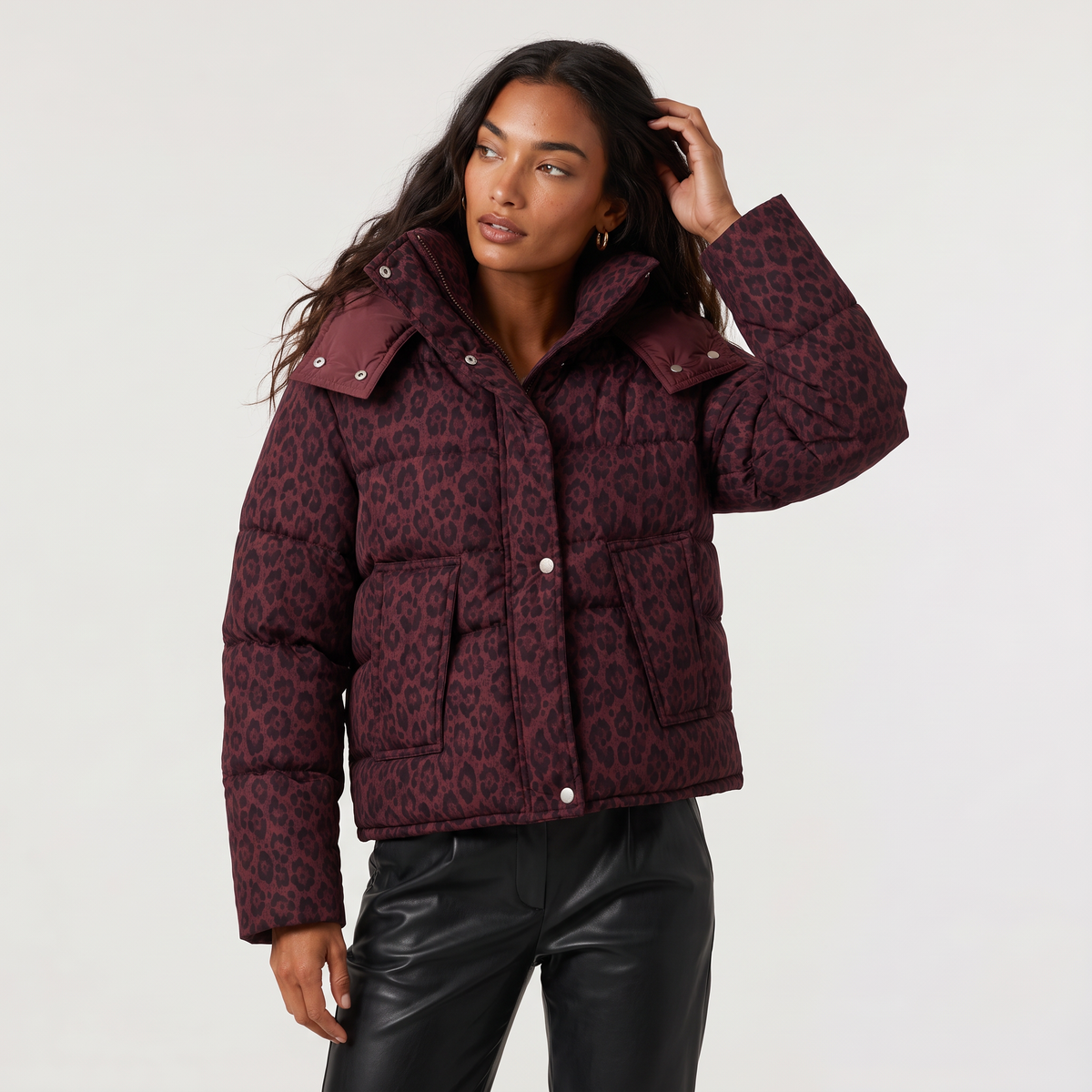 Leopard Print Puffer Jacket