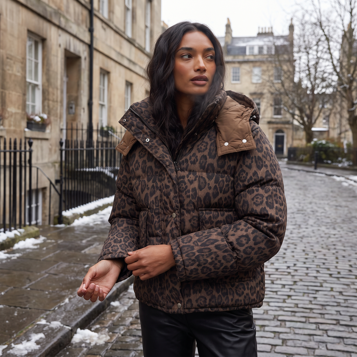 Leopard Print Puffer Jacket