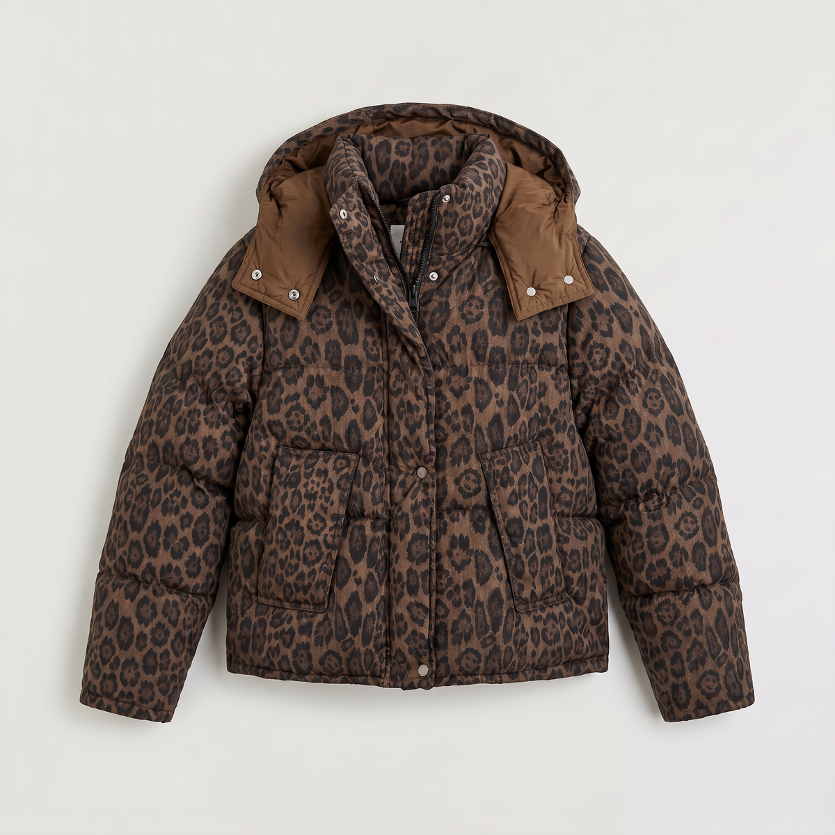 Leopard Print Puffer Jacket