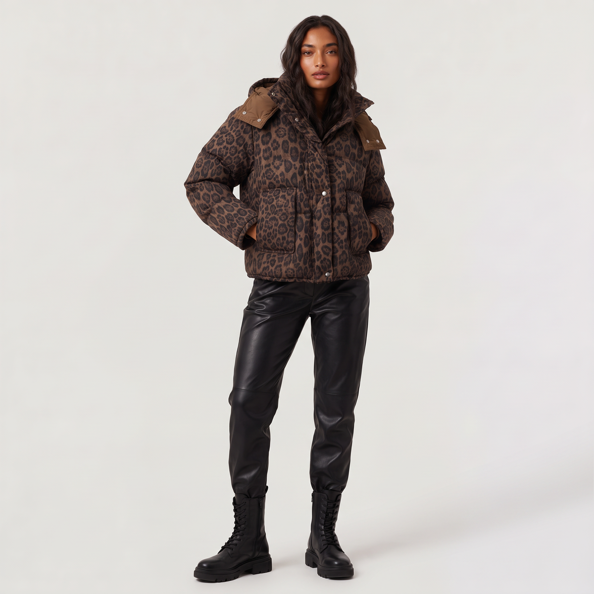 Leopard Print Puffer Jacket