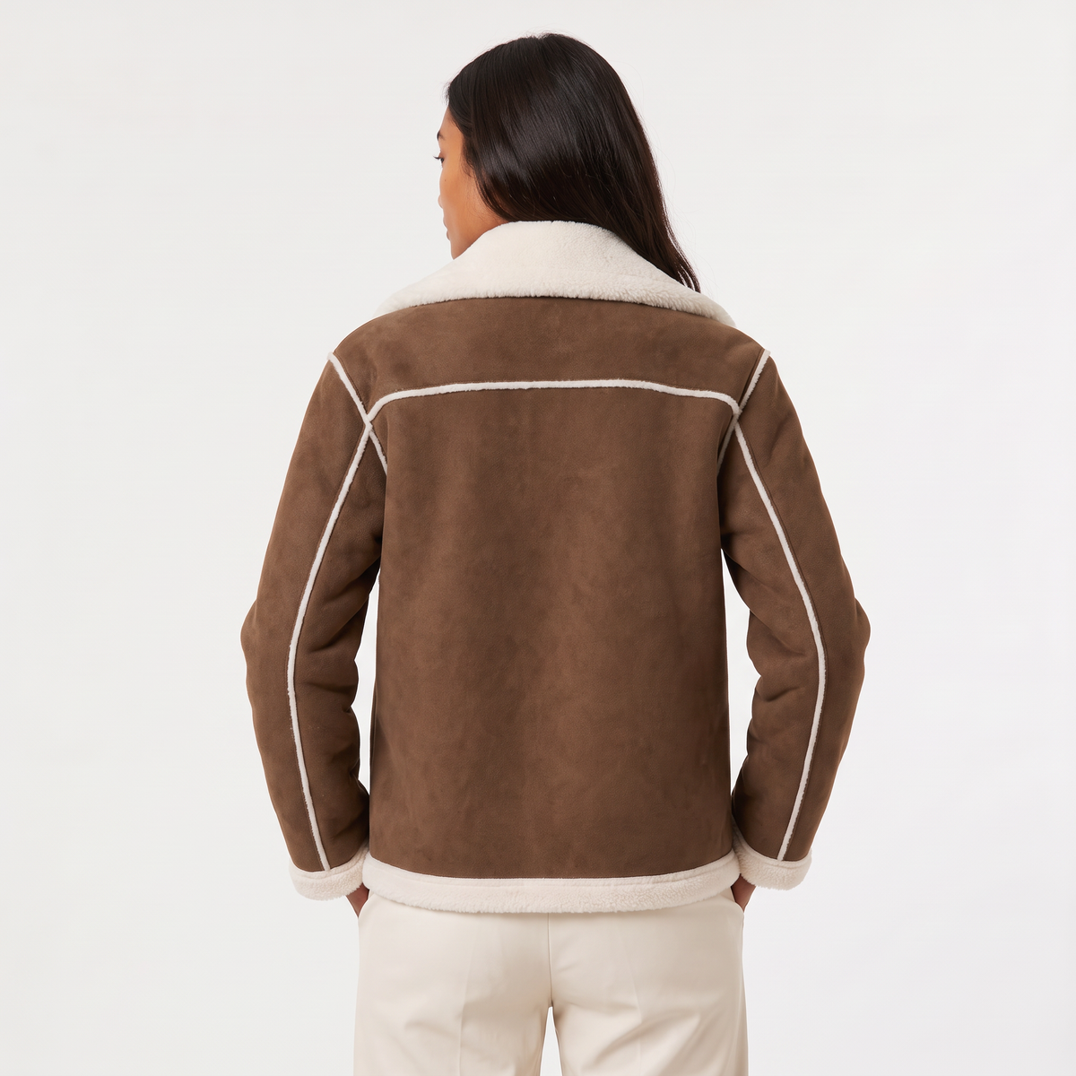 Shearling-Trim Aviator Jacket