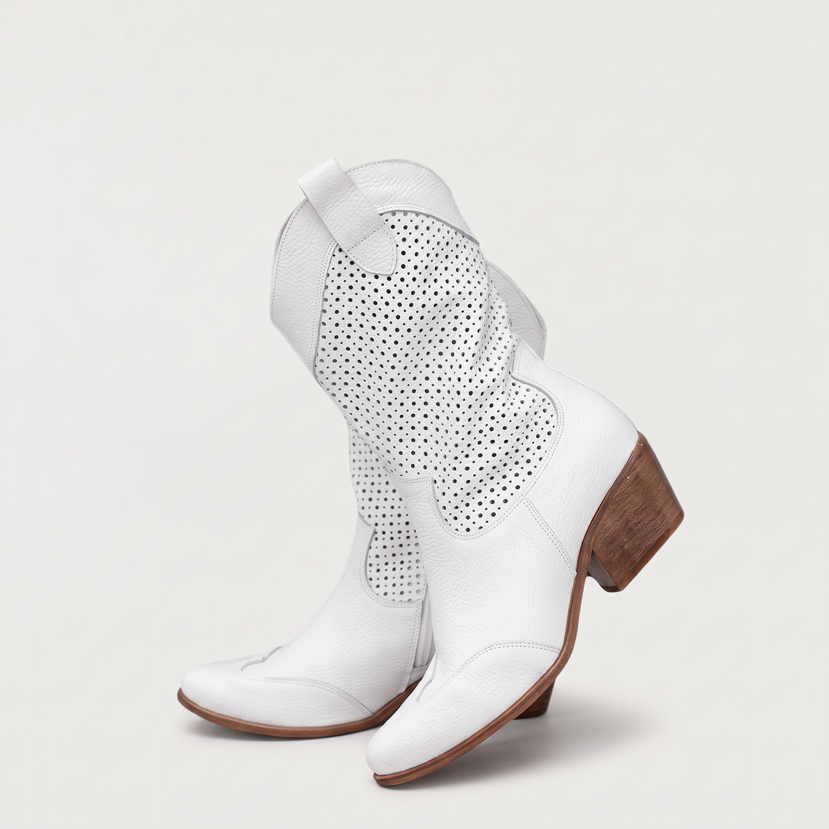 Perforated Western Mid-Calf Boots