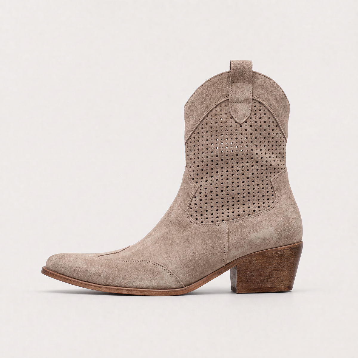 Perforated Western Mid-Calf Boots
