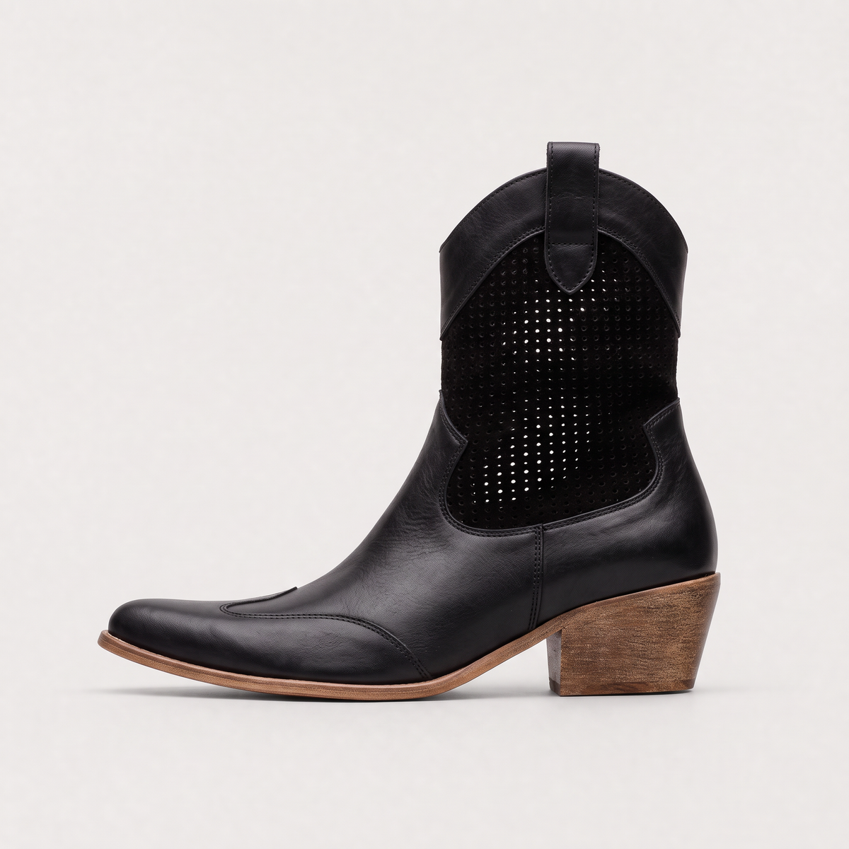 Perforated Western Mid-Calf Boots