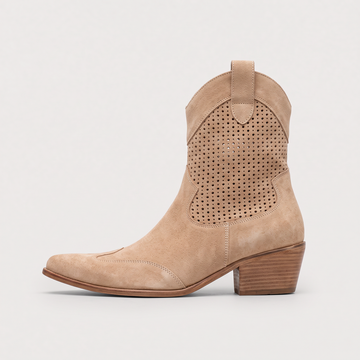 Perforated Western Mid-Calf Boots