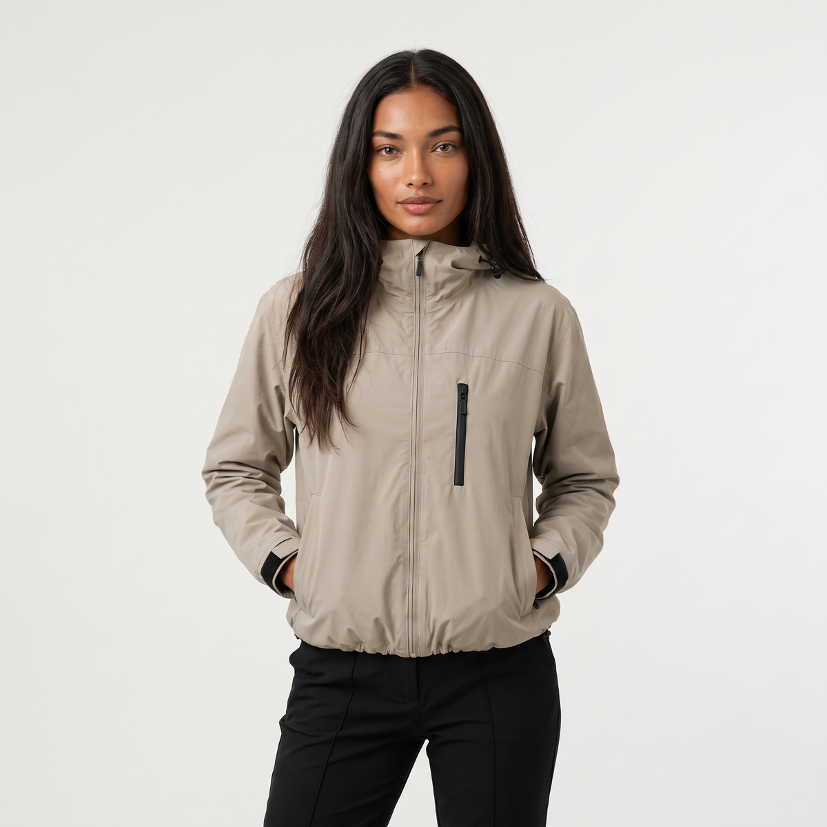 Cropped Hooded Windbreaker Jacket