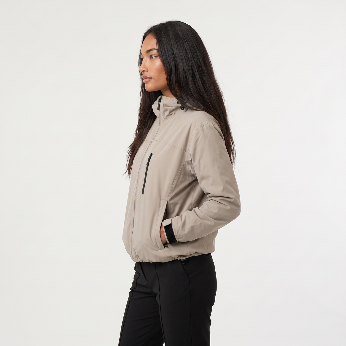 Cropped Hooded Windbreaker Jacket