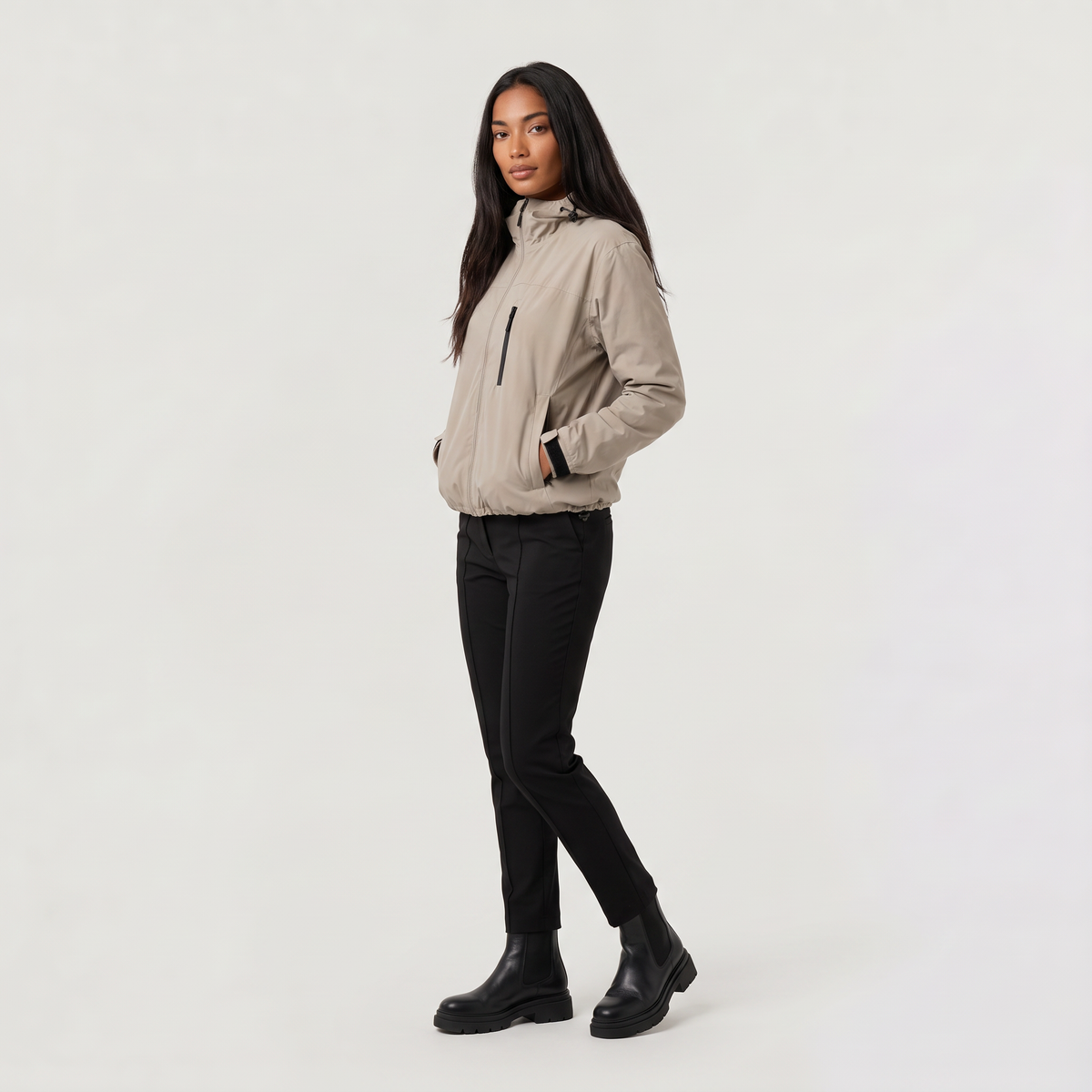 Cropped Hooded Windbreaker Jacket