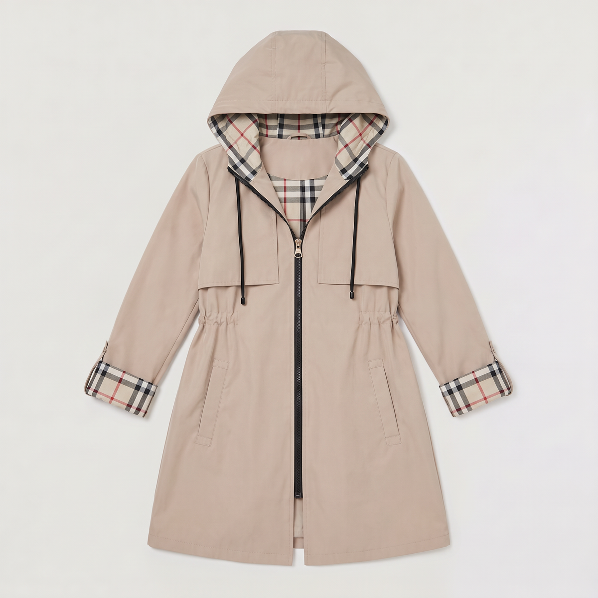 Hooded Drawstring Longline Jacket
