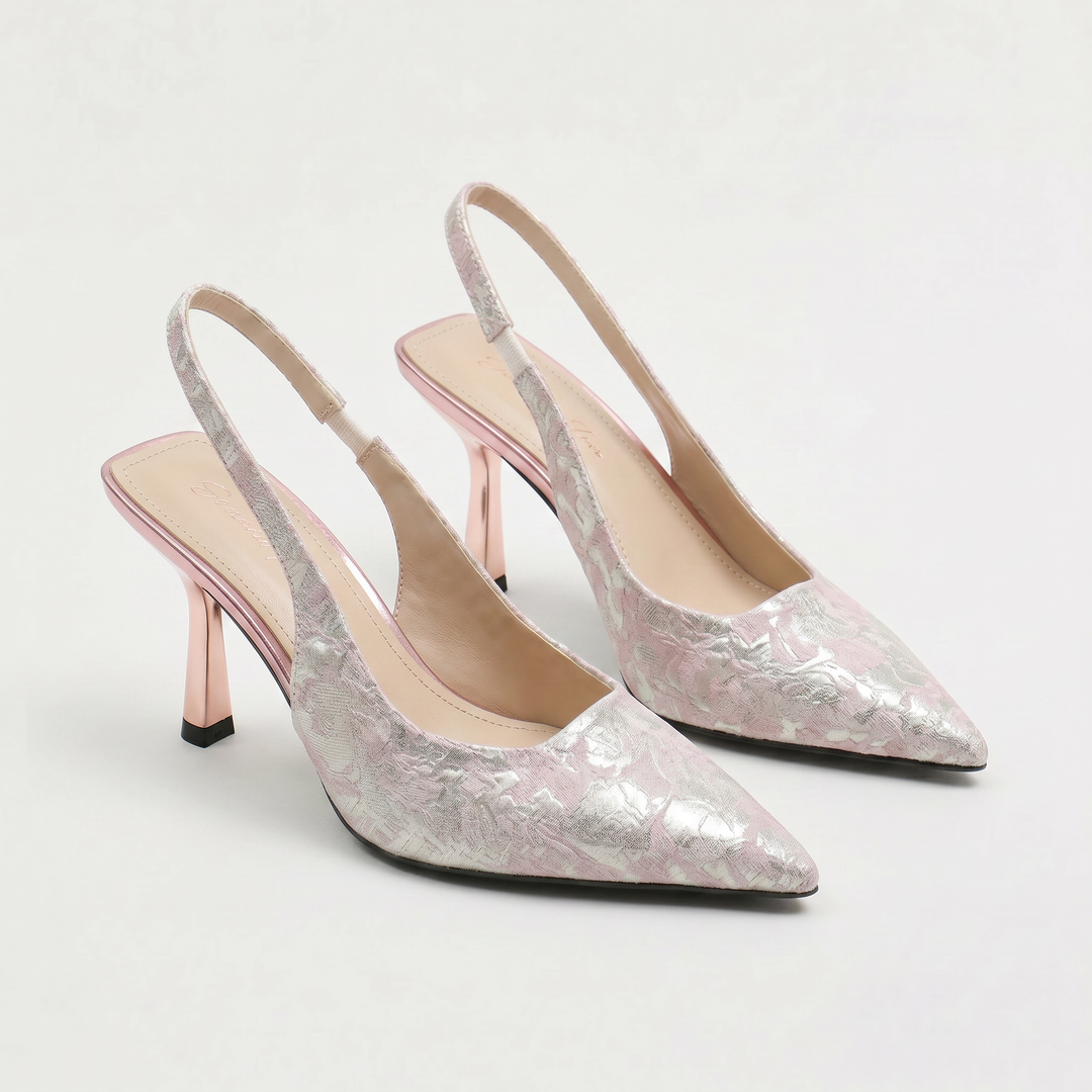 Slingback Heels - Glitter Pointed Toe