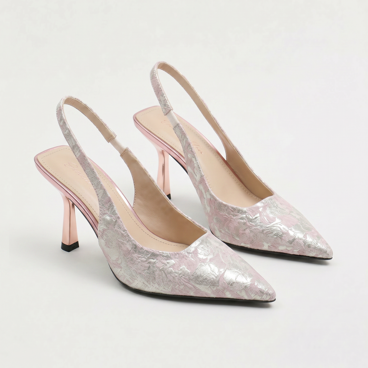Slingback Heels - Glitter Pointed Toe