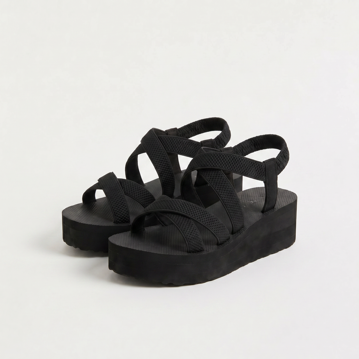 Black Platform Ankle-Strap Sandals
