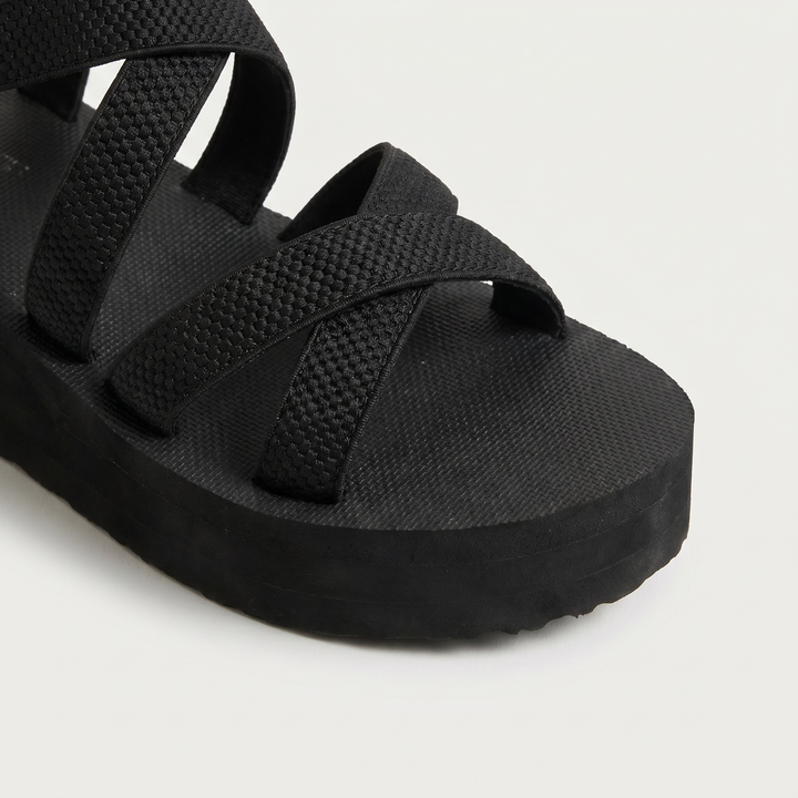 Black Platform Ankle-Strap Sandals