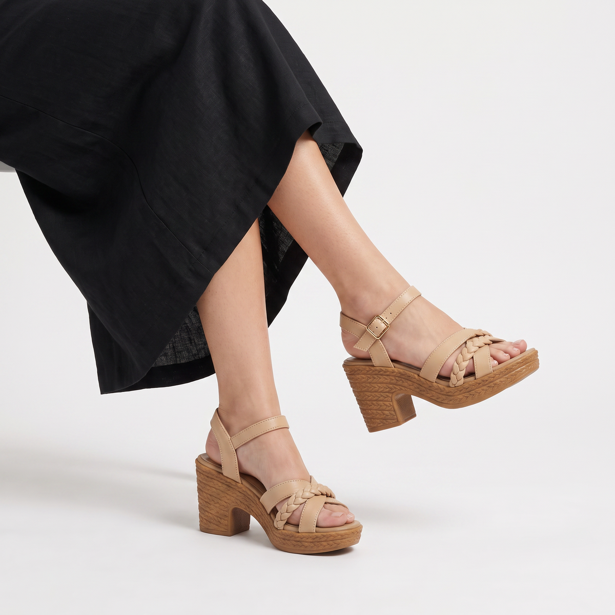 Braided Chunky Platform Gladiator Heel Sandals