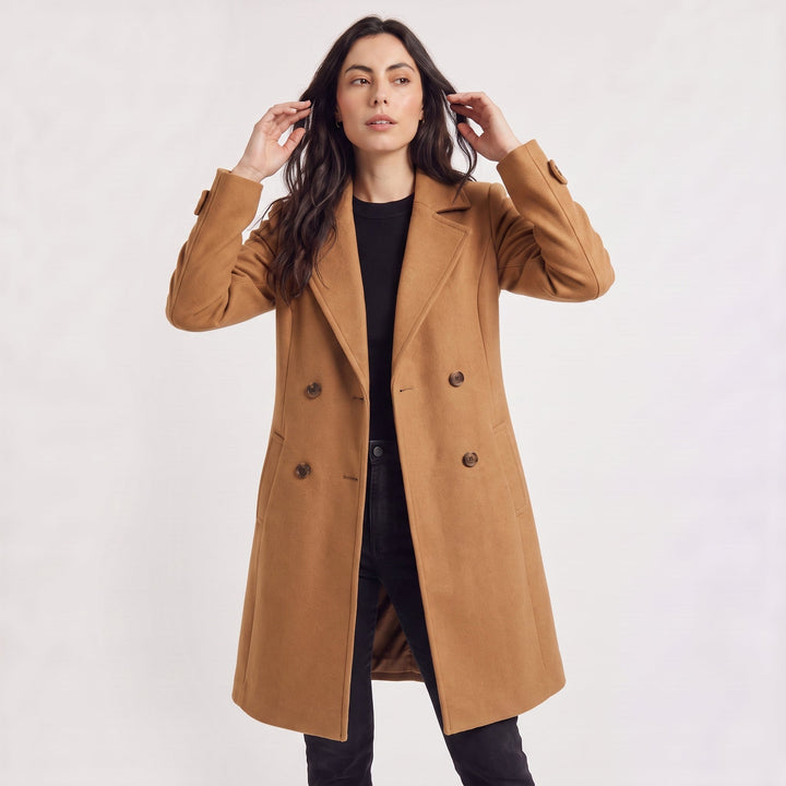 Double-Breasted Wool Blend Coat