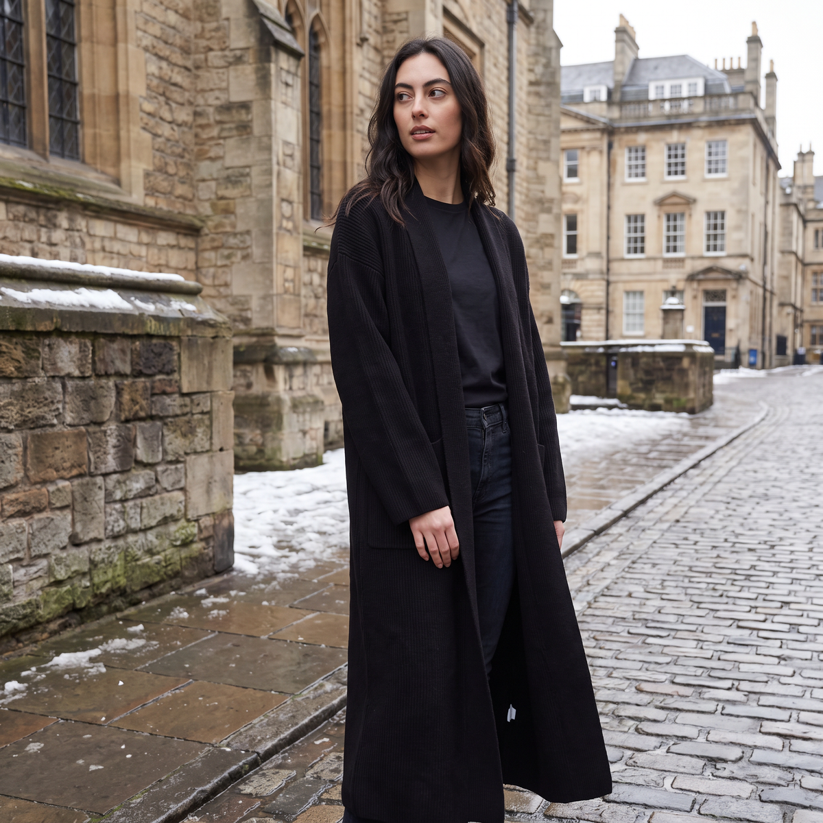 Long Open-Front Cardigan