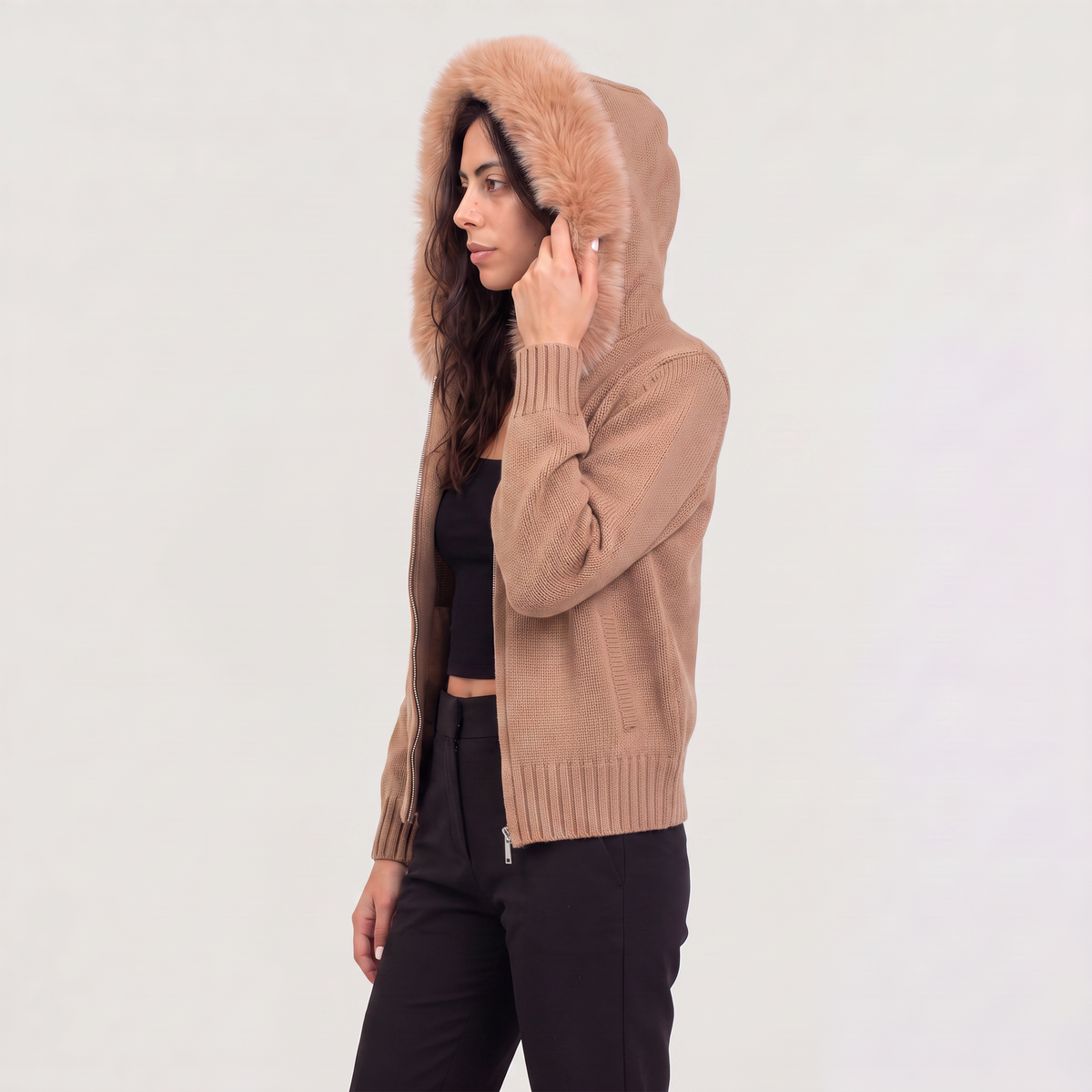 Fur Collar Cardigan Jacket