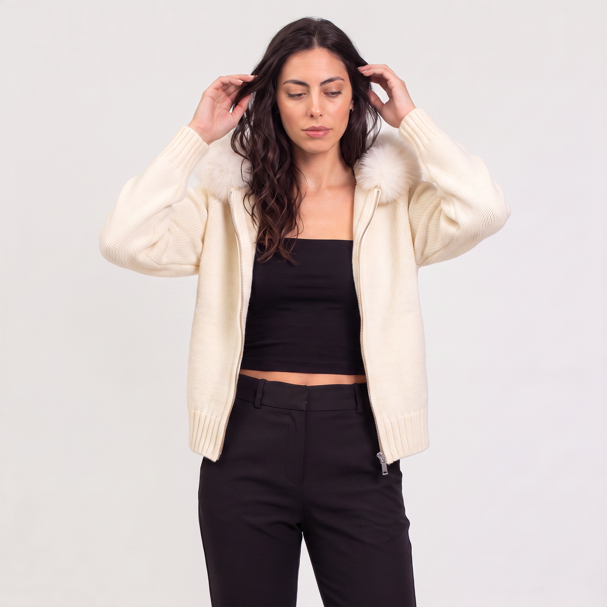 Fur Collar Cardigan Jacket
