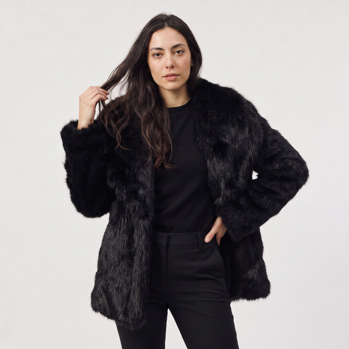 Longline Faux Fur Coat