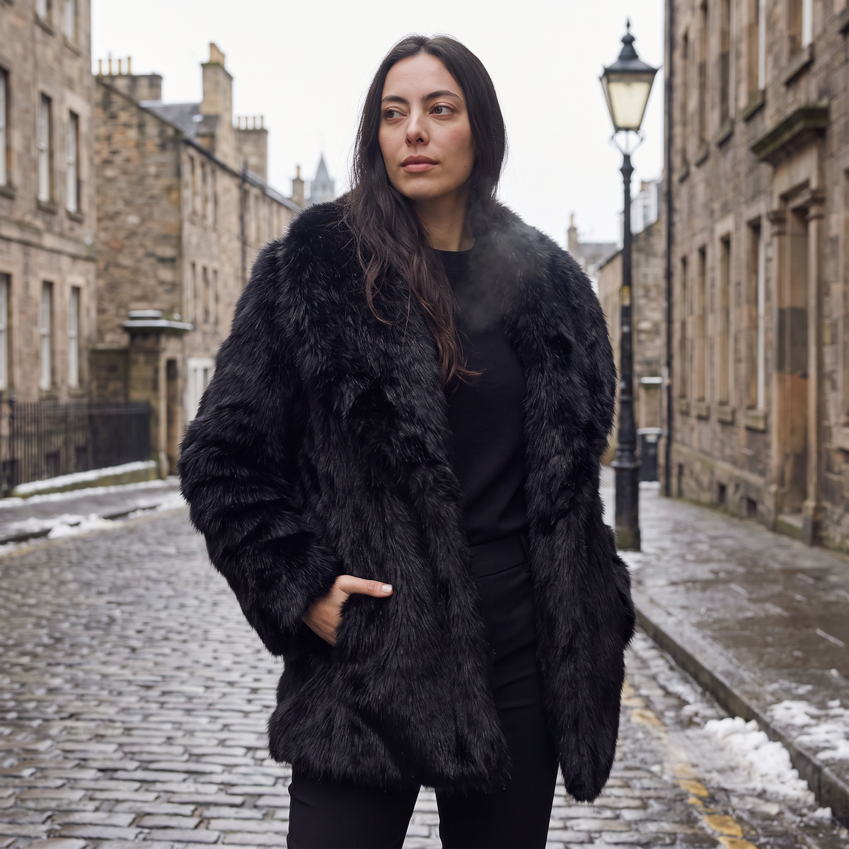 Longline Faux Fur Coat
