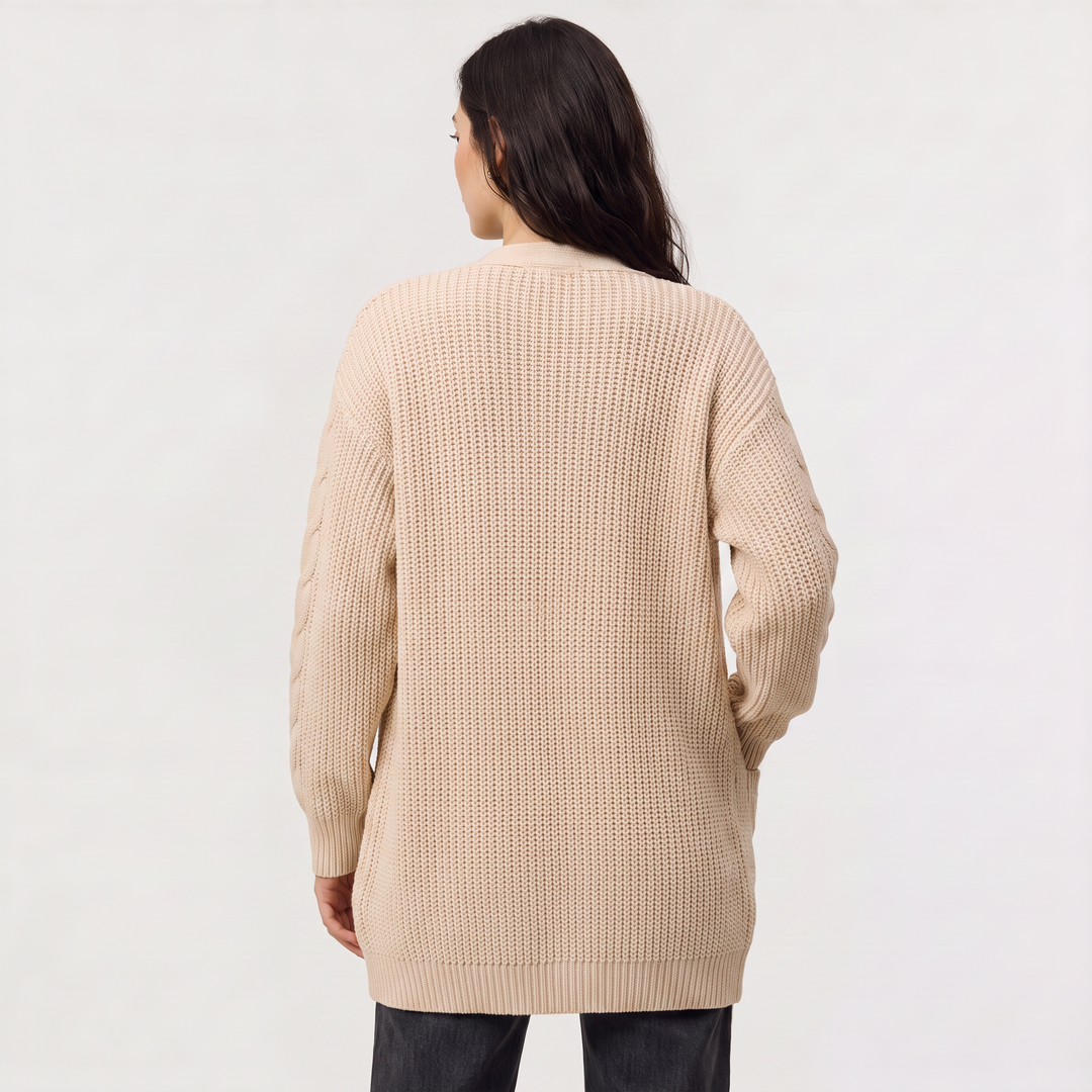 Open Front Oversized Cable Knit Cardigan