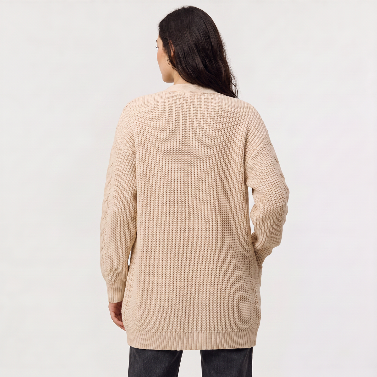 Open Front Oversized Cable Knit Cardigan