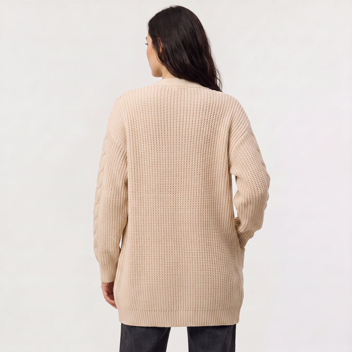 Open Front Oversized Cable Knit Cardigan