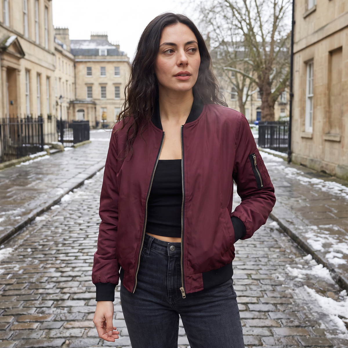 Contrast Trim Bomber Jacket