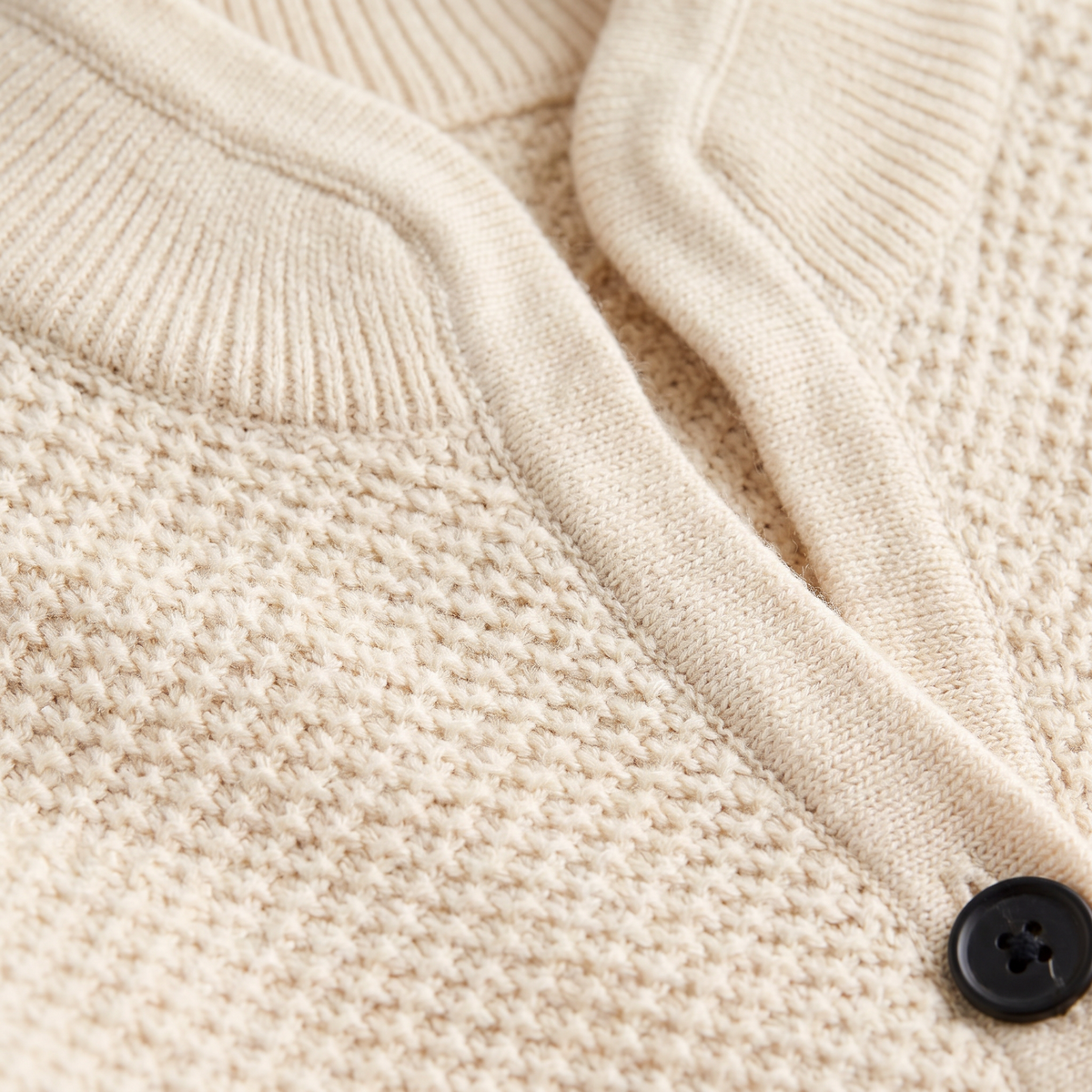 Textured Knit Stand Collar Cardigan