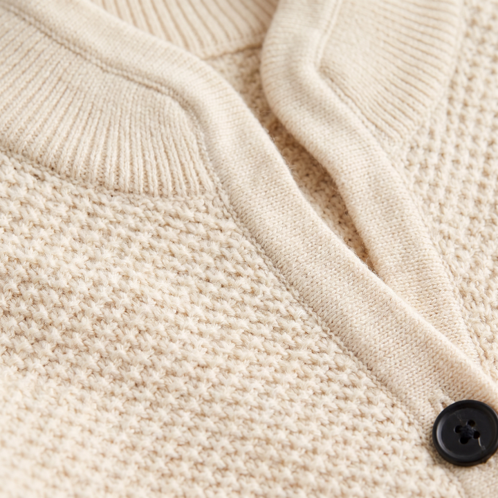 Textured Knit Stand Collar Cardigan
