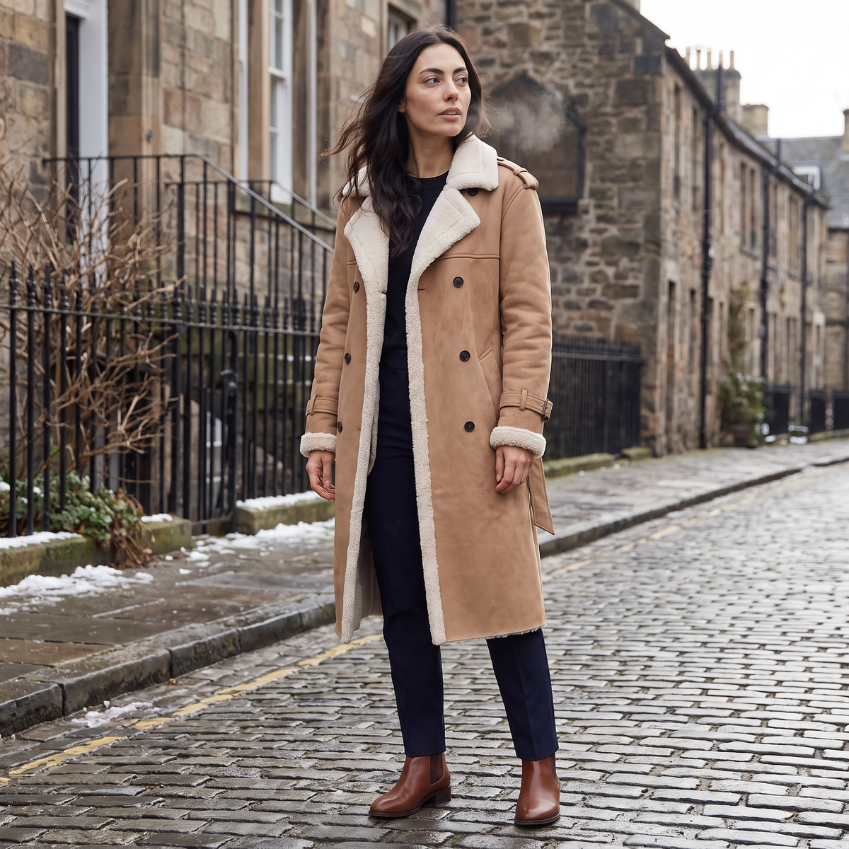 Longline Borg-Lined Aviator Coat