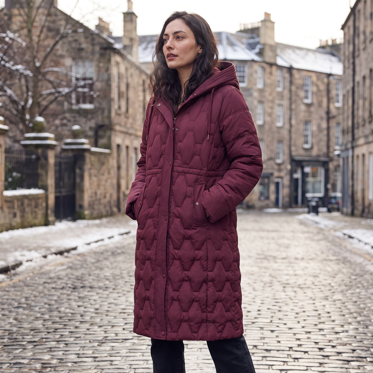 Long Hooded Quilted Puffer Coat