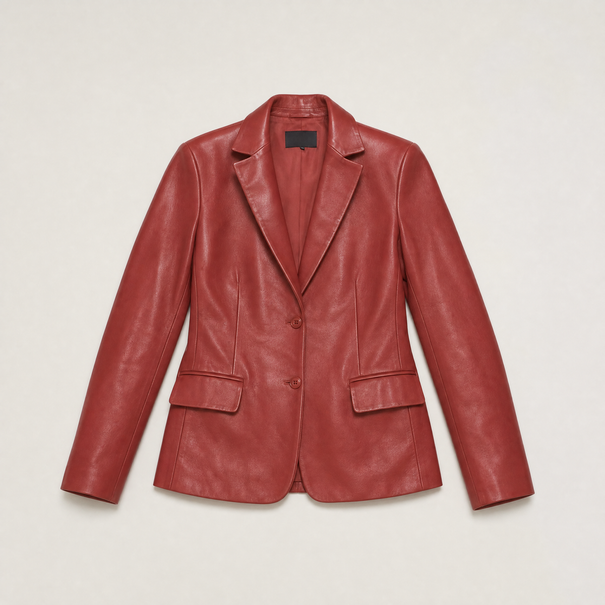 Tailored Notch Lapel Leather Blazer
