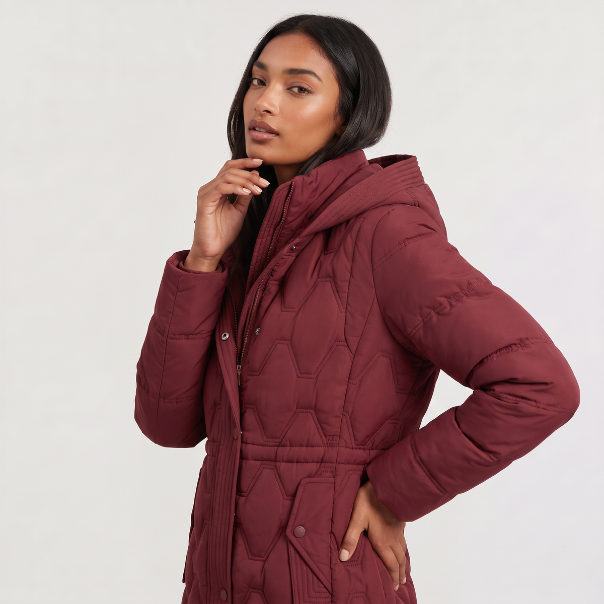 Maxi Quilted Hooded Coat