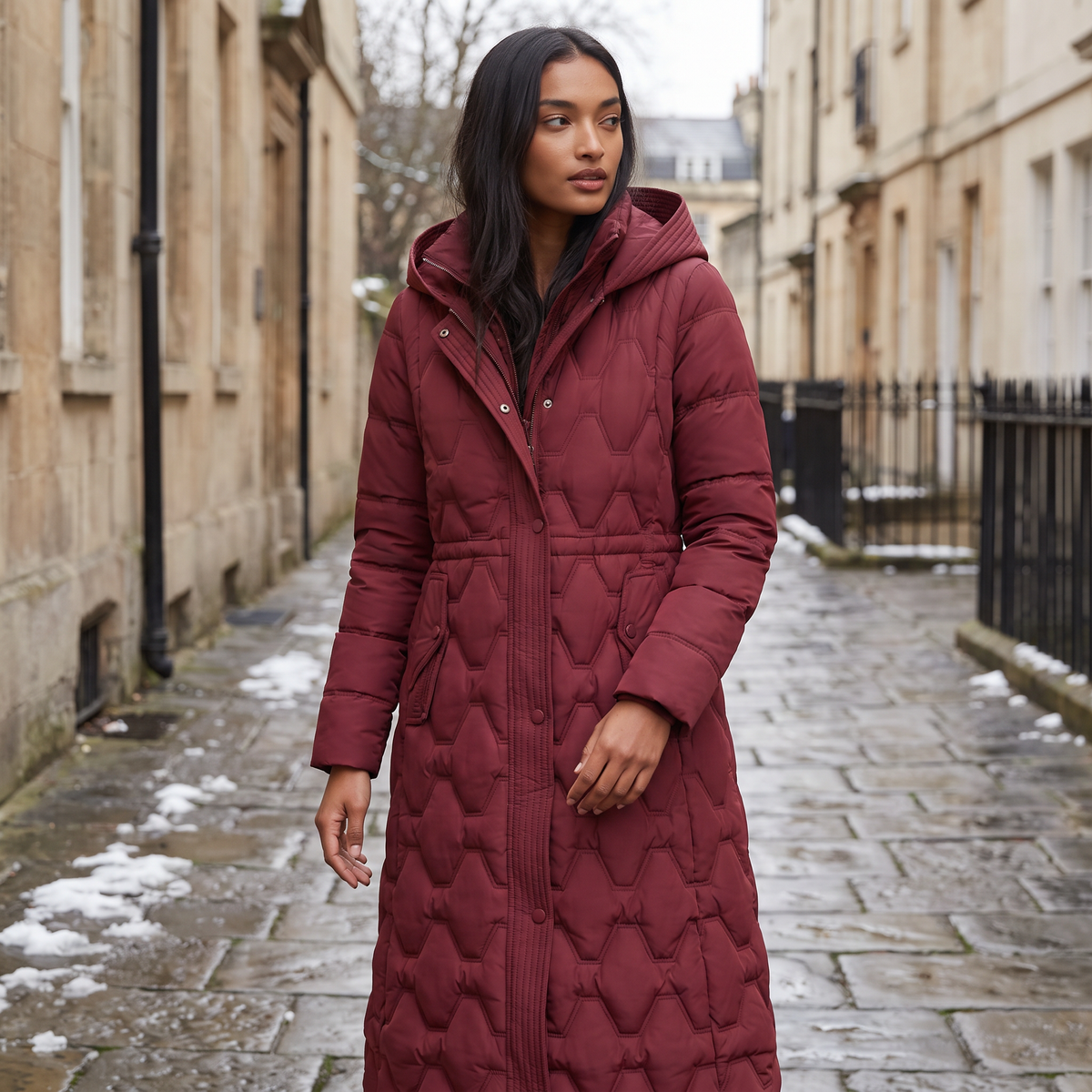 Maxi Quilted Hooded Coat