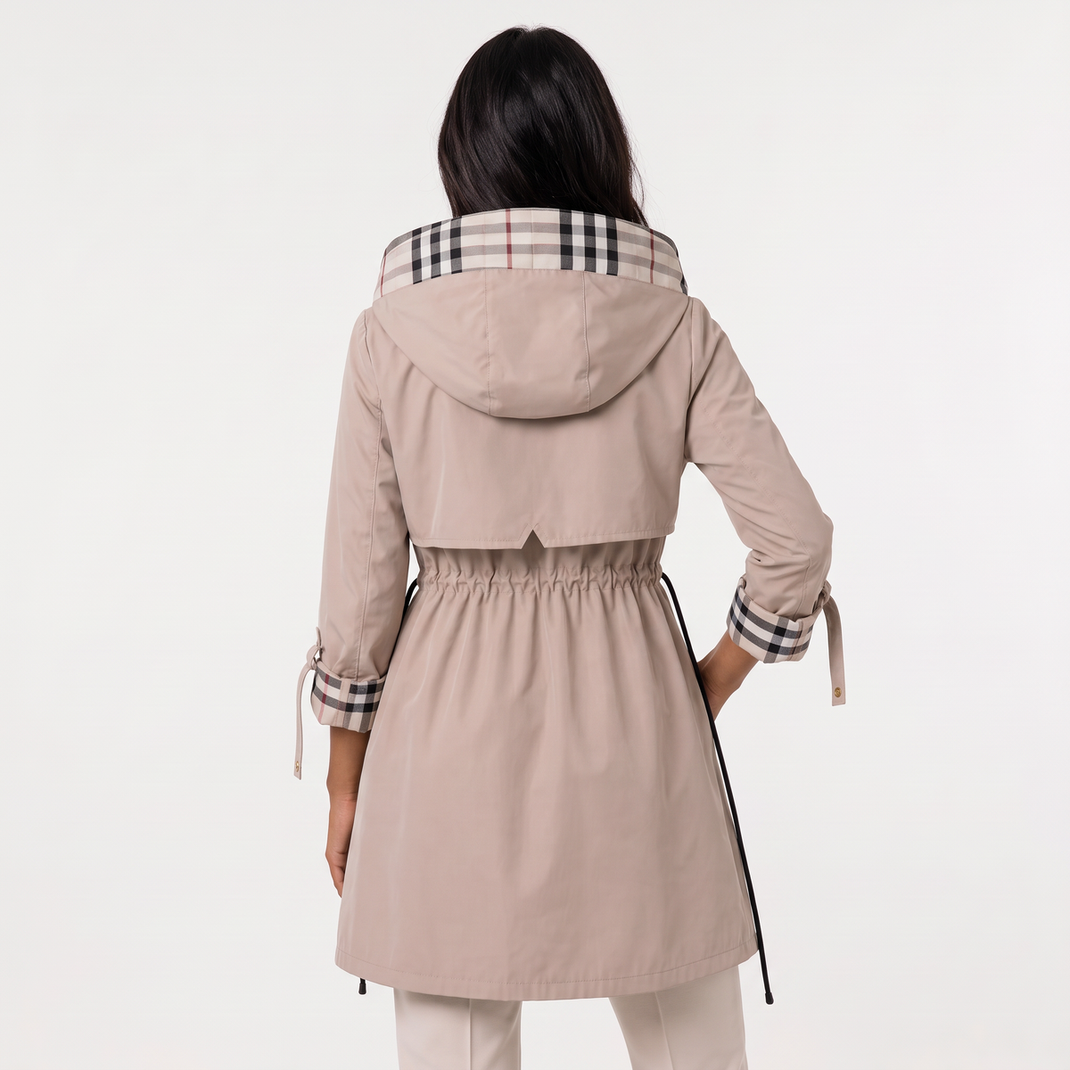 Hooded Drawstring Longline Jacket