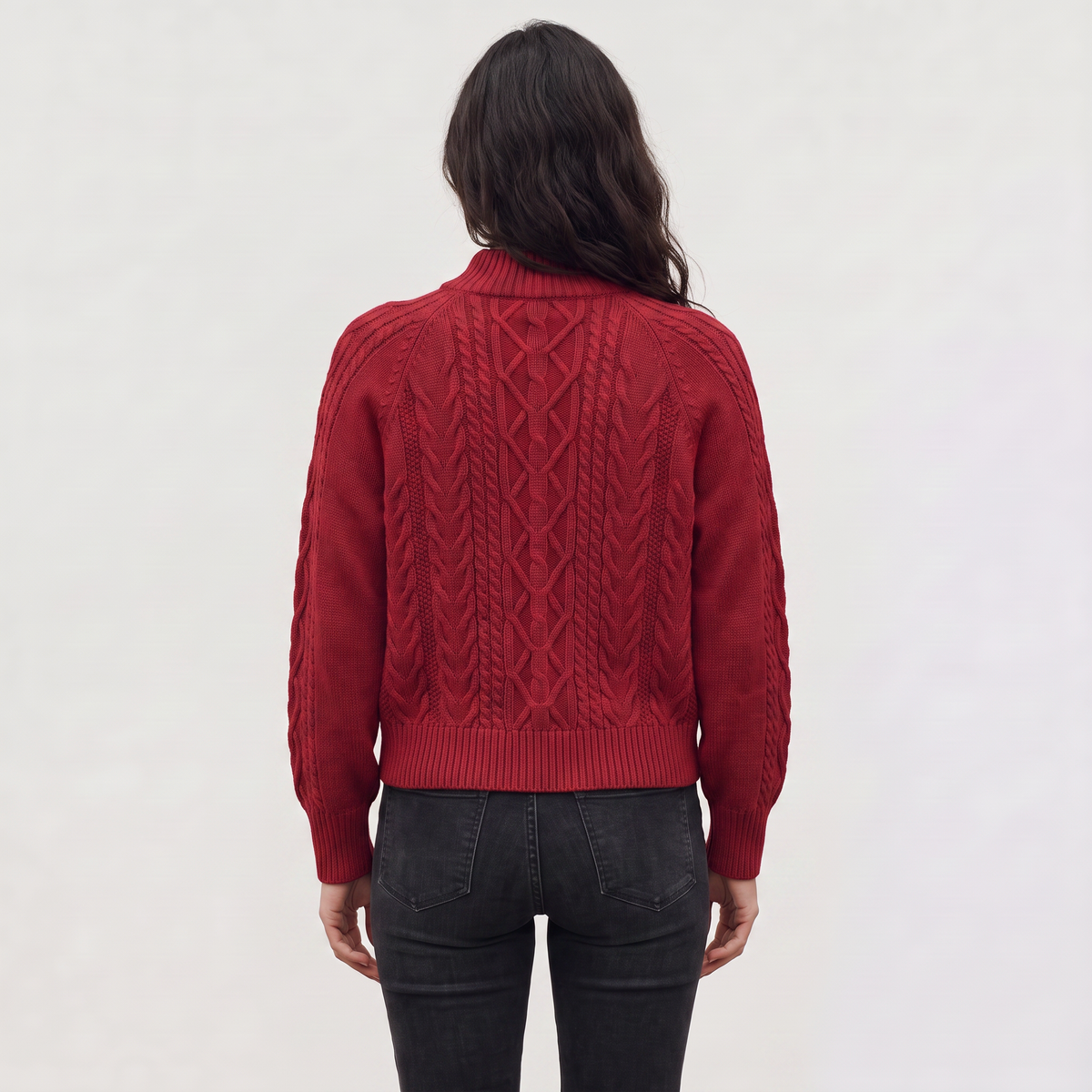 Cable Knit Mock Neck Sweater