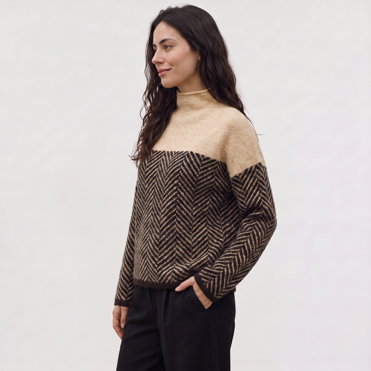 Relaxed Turtleneck Knit Sweater