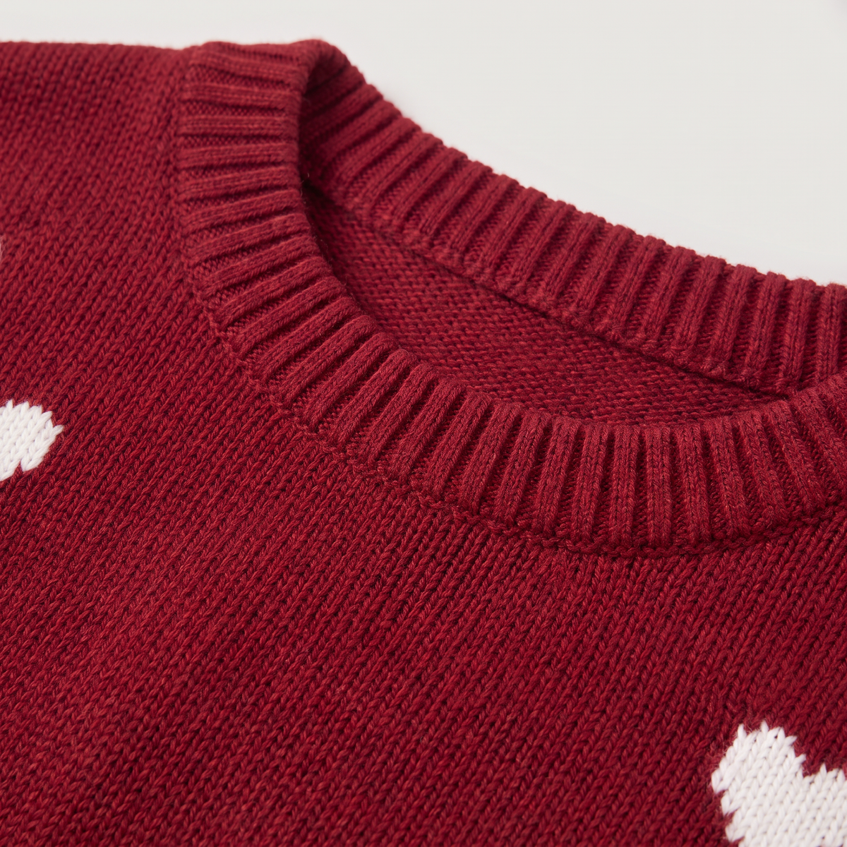 Heart Pattern Knitted Jumper - Drop Shoulder Fit